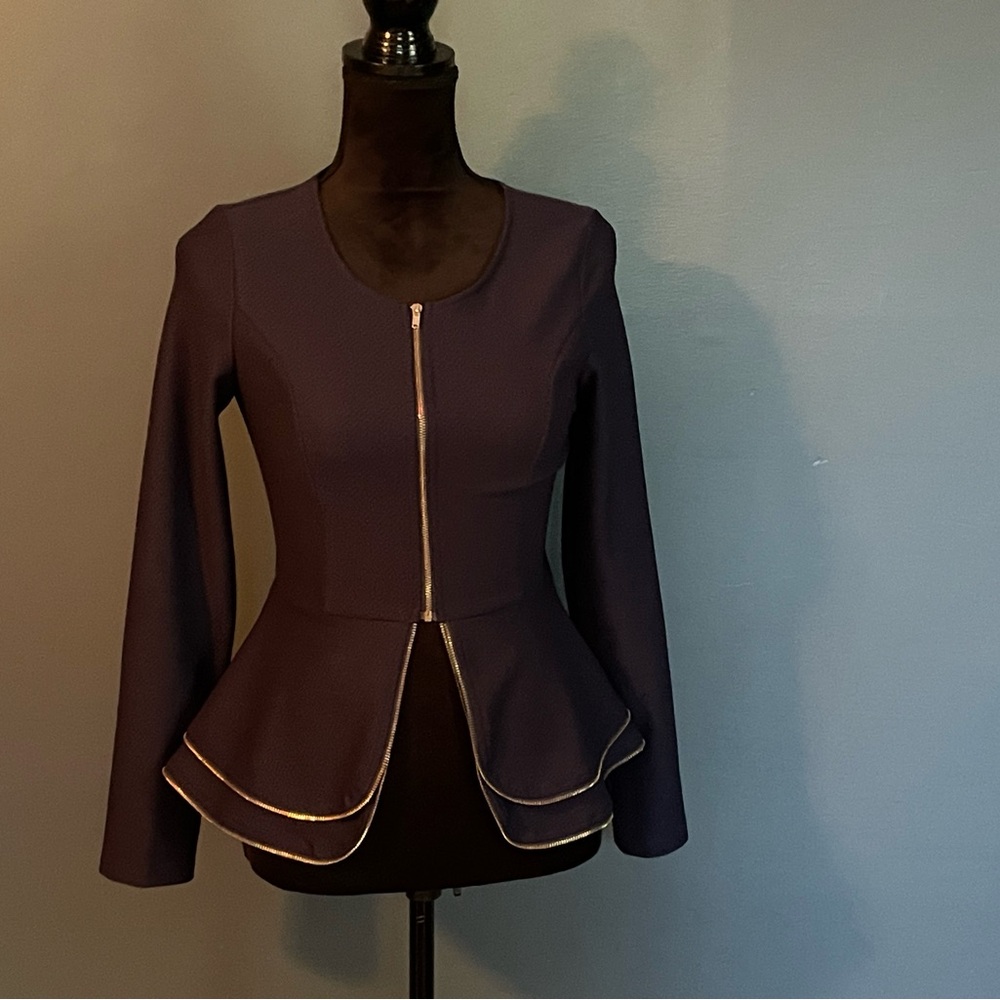 The Vintage Shop Women's Peplum Blazer - Navy Blue